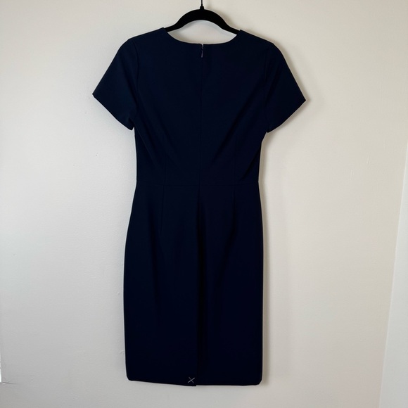 J. Crew Cap-Sleeve V-Neck Midi Dress | Italian Stretch Wool | Blue | Size 0 - Picture 6 of 15